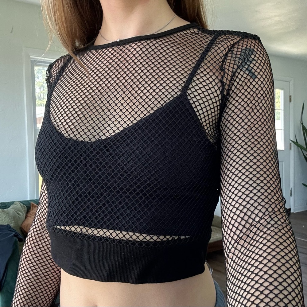 black fishnet top